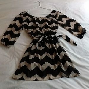 Chevron belted dress